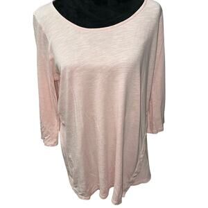 Pure Jill Asymmetric Button Tunic Top Pink MP 3/4 sleeves lightweight casual